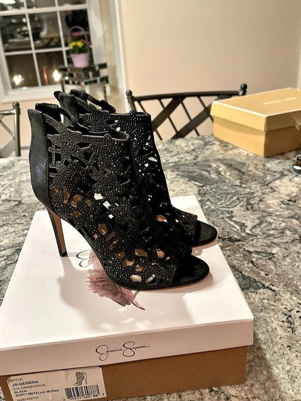 Jessica Simpson Jasmina Black Cutout Heels US 8.5 Like New